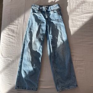 Girl’s Abercrombie Kids High Rise Wide Leg Blue Jeans sz 7/8 Long